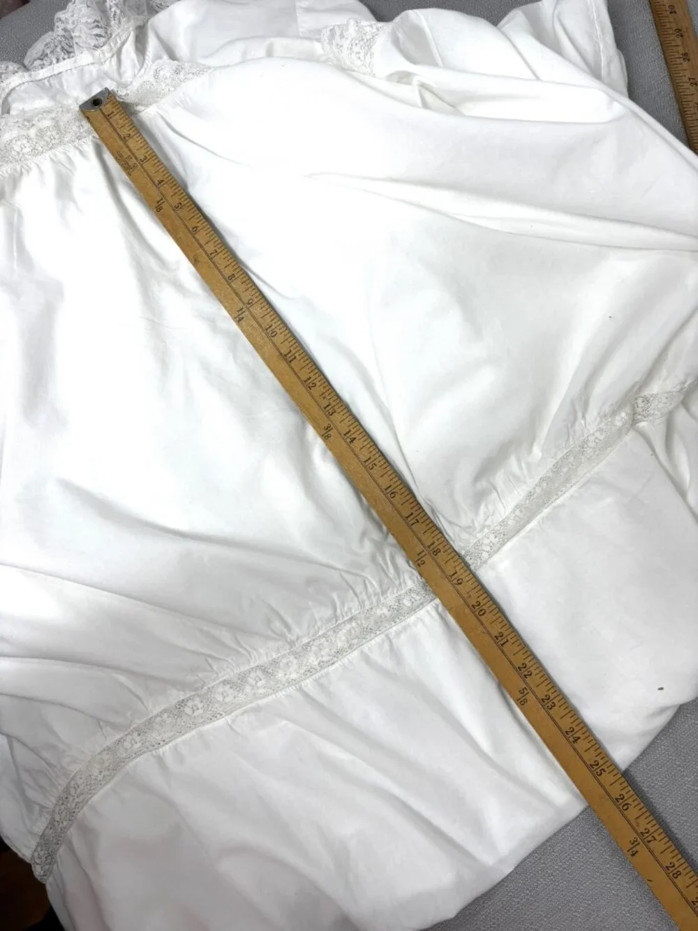 VTG Saybury Boho Cottage white 100% cotton embroidered lacey nightgown Sz L